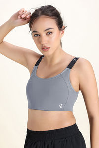Zelocity Medium Impact Quick Dry Sports Bra - Steel Grey — thumbnail 4